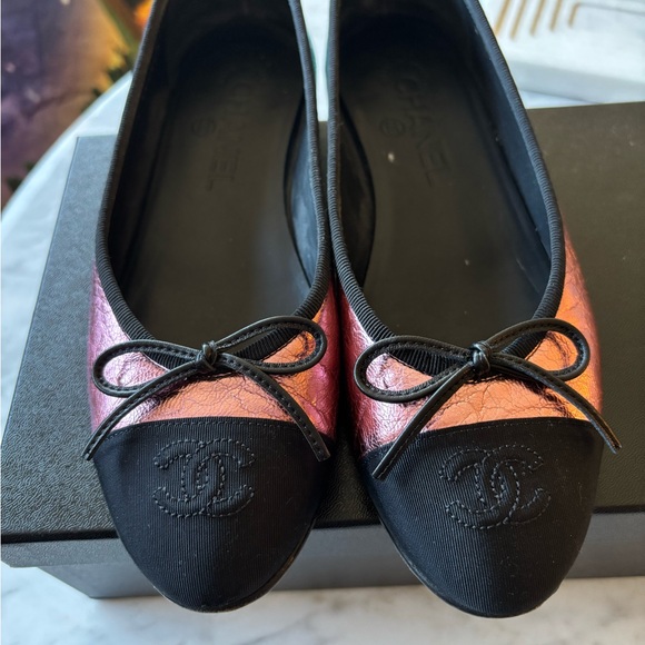 Chanel METIERS D’art 2020 Metallic Rainbow Calfskin Ballet Flats, size EU 36.5 - Picture 3 of 10